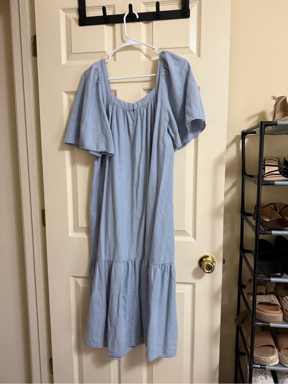 Zara Light Blue Midi Dress with Flutter Sleeves